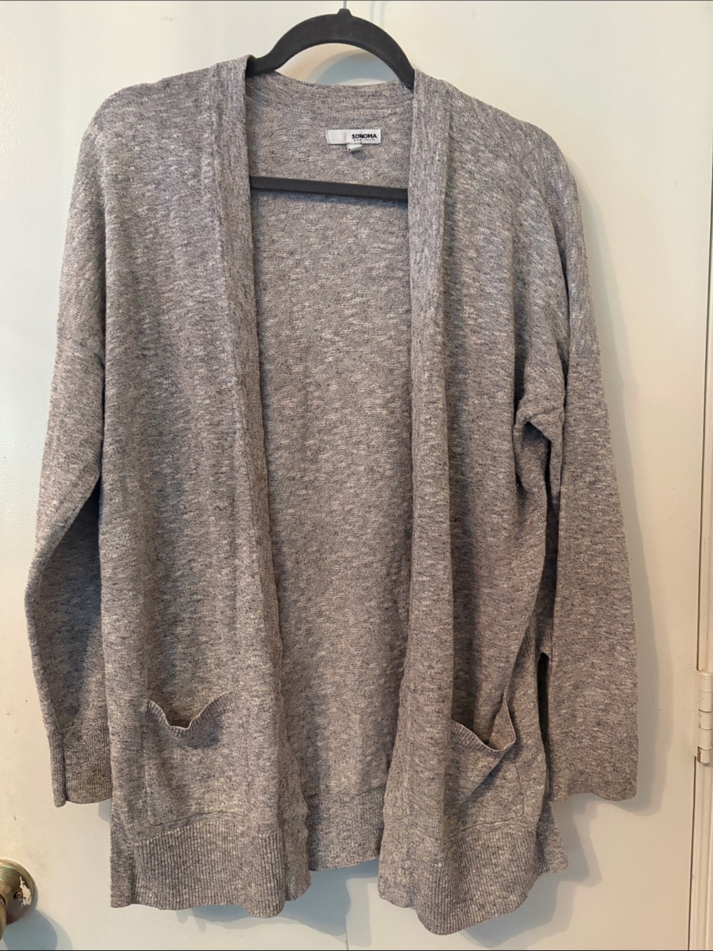 Sonoma Gray Open-Front Knit Cardigan